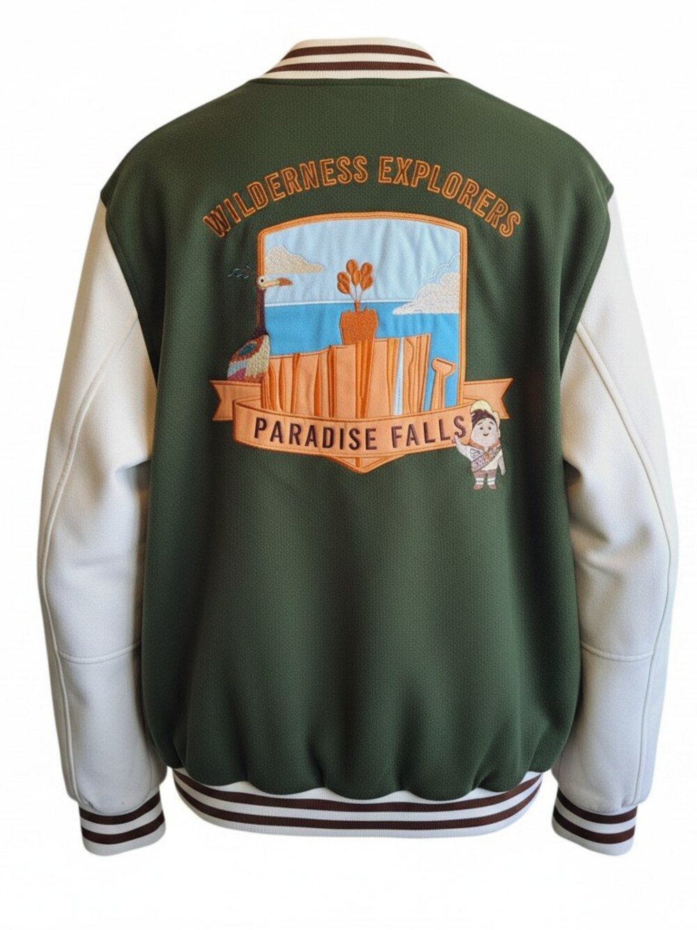 Disney Pixar Up Embroidered Paradise Falls Wilderness Explorer Bomber Jacket XL